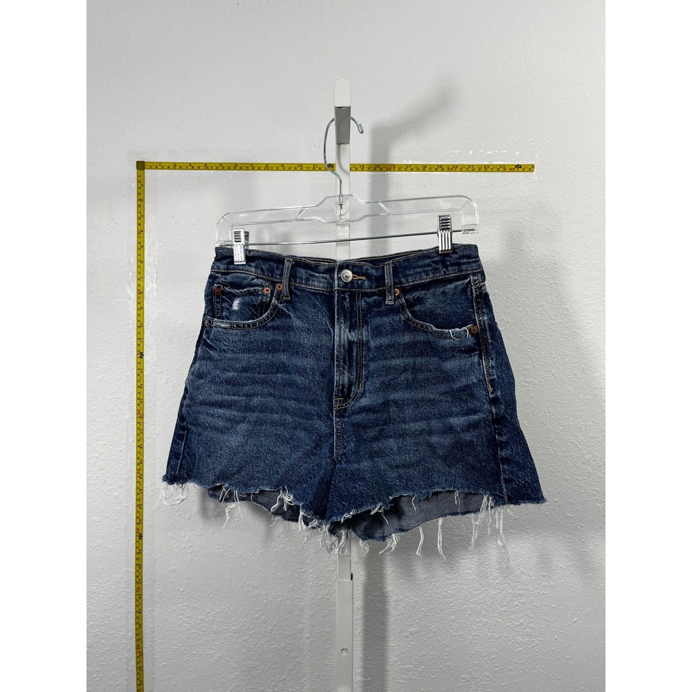 American Eagle High Waisted Dark Wash Raw Hem Denim Shorts Womens Size 8
